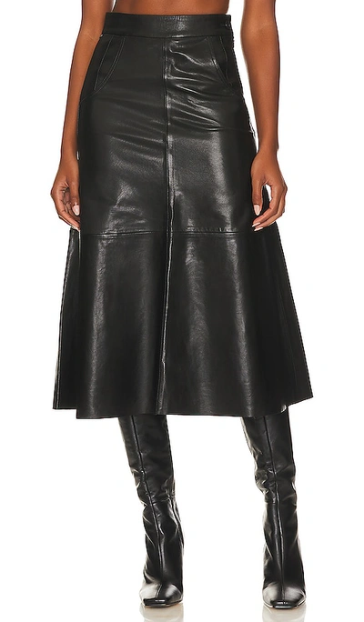 ARIA SEAMED LEATHER SKIRT