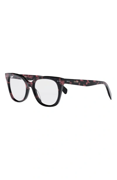 Celine Thin 2 Dots 52mm Cat Eye Optical Glasses In Havana