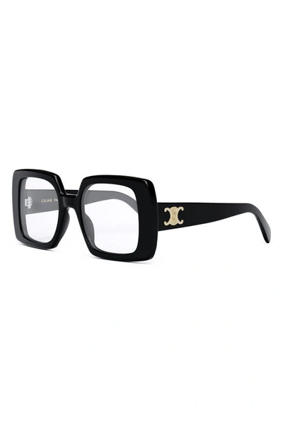 Celine Triomphe 51mm Square Reading Glasses In Shiny Black