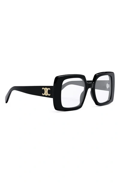 Celine Triomphe 51mm Square Reading Glasses In Shiny Black