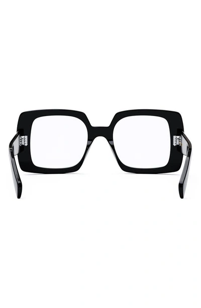 Celine Triomphe 51mm Square Reading Glasses In Shiny Black