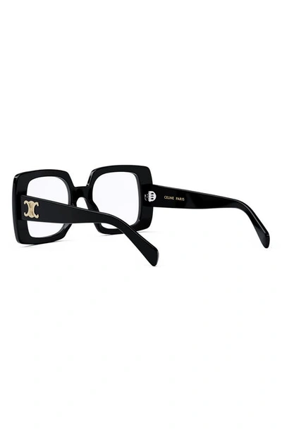 Celine Triomphe 51mm Square Reading Glasses In Shiny Black