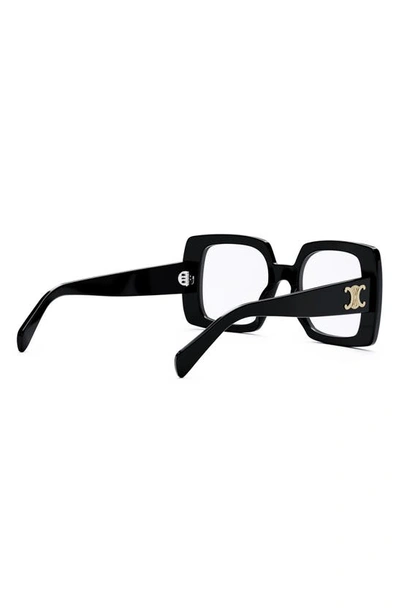 Celine Triomphe 51mm Square Reading Glasses In Shiny Black