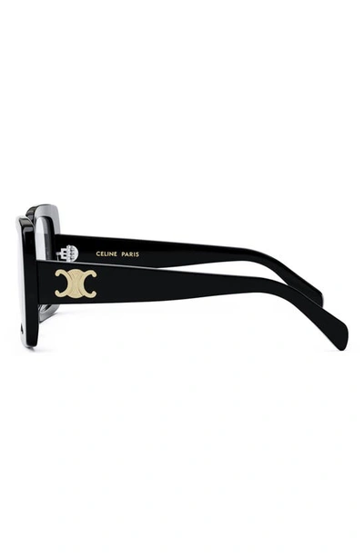 Celine Triomphe 51mm Square Reading Glasses In Shiny Black