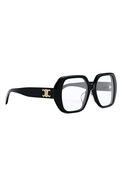 Shop Celine Triomphe 55mm Square Reading Glasses In Shiny Black