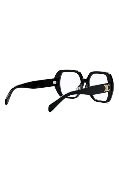 Shop Celine Triomphe 55mm Square Reading Glasses In Shiny Black