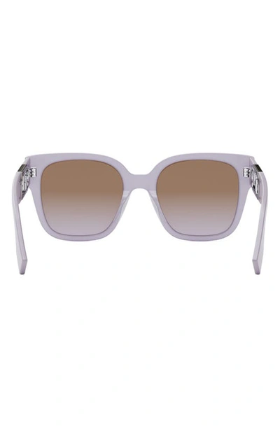 Shop Fendi The  O'lock 54mm Geometric Sunglasses In Matte Blue / Gradient Brown