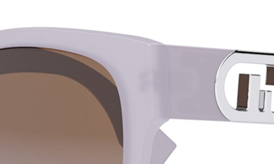 Shop Fendi The  O'lock 54mm Geometric Sunglasses In Matte Blue / Gradient Brown