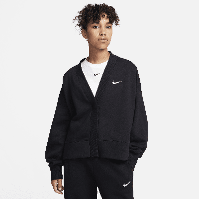 Shop Nike Women's  Sportswear Phoenix Fleece Over-oversized Cardigan In Black