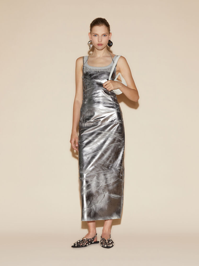 Shop Attico Silver Midi Dress