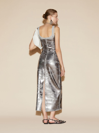 Shop Attico Silver Midi Dress