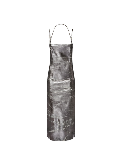 Attico Mirrored-leather Midi Dress In Silver