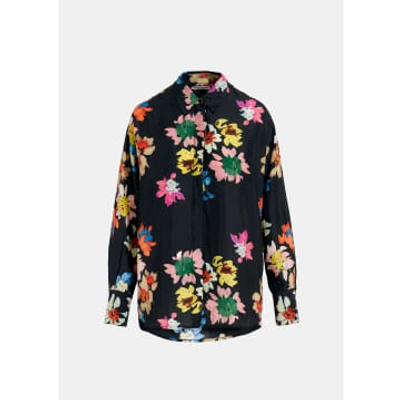 Shop Essentiel Antwerp Black Easy Peasy Shirt With Floral Print