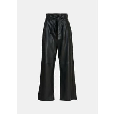 Shop Essentiel Antwerp Black Encounter Faux Leather Trousers