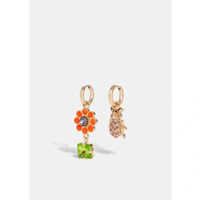 Shop Essentiel Antwerp Emetta Earrings With Flower And Beetle Pendants