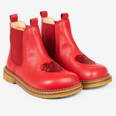 Shop Angulus Chelsea Boot With Glitter Heart In Red