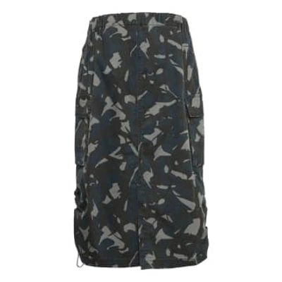 Shop Pulz Pzlian Cargo Skirt Blue And Black Camouflage