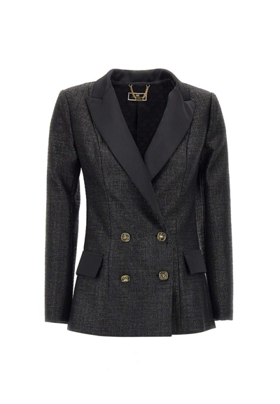 Shop Elisabetta Franchi Laminated Tweed Double In Black
