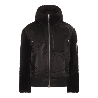 Shop Sacai Panelled Hooded Jacket In Black