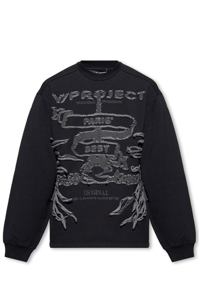 Shop Y/project Logo Patch Crewneck Sweatshirt In Black