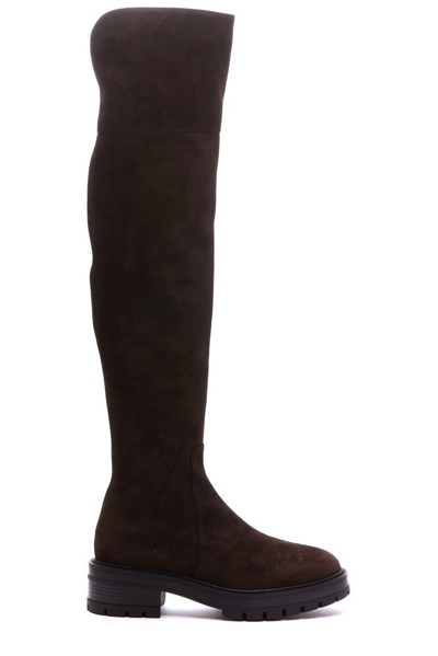 Shop Aquazzura Whitney Almond Toe Boots In Brown