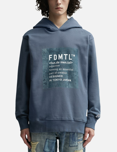 Shop Fdmtl Printed Boro Hoodie In Blue