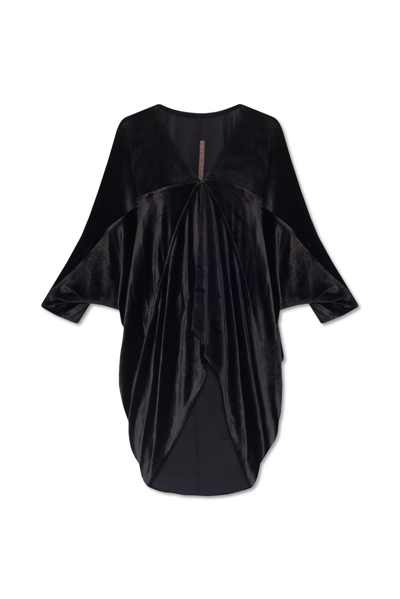 Shop Rick Owens Lilies Gathered Detail Velvet Mini Dress In Black