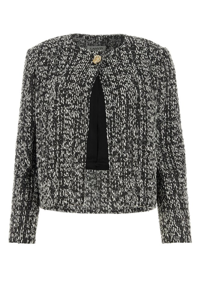 Shop Lanvin Straight Hem Cropped Tweed Jacket In Multi