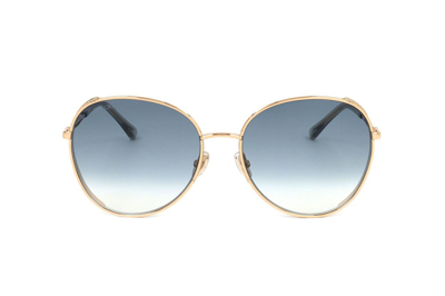 Shop Jimmy Choo Eyewear Feline Round Frame Sunglasses In Gold