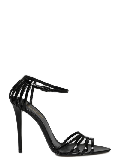Shop Saint Laurent Milena Open Toe Sandals In Black