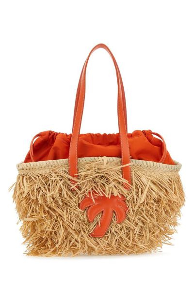 Shop Palm Angels Palm Patch Drawstring Basket Bag In Orange