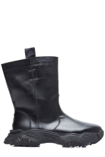 Shop Vivienne Westwood Dealer Logo Embossed Chunky Boots In Black