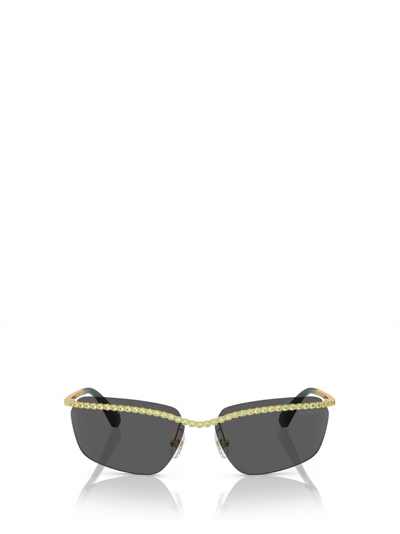 Shop Swarovski Embellished Rectangle Frame Sunglasses In Gold