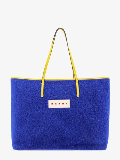 Shop Marni Leather Printed Shoulder Bags In Blue
