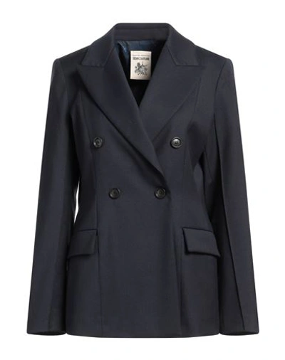 Shop Semicouture Woman Blazer Navy Blue Size 6 Virgin Wool, Polyester, Viscose, Elastane
