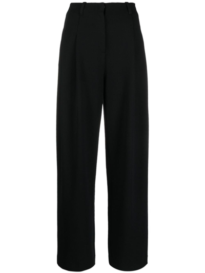 Shop Emporio Armani High-wasited Pleated Trousers In Black
