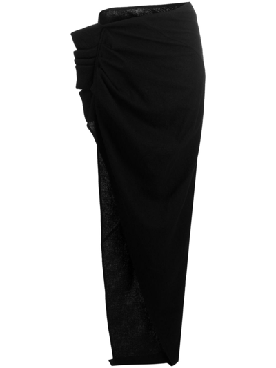 Shop Rick Owens Wool Maxi Skirt In Black
