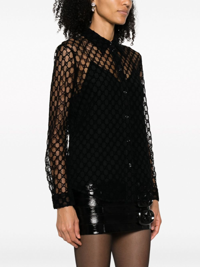 Shop Gucci Gg Tulle Shirt In Black