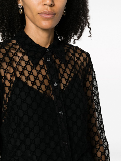 Shop Gucci Gg Tulle Shirt In Black