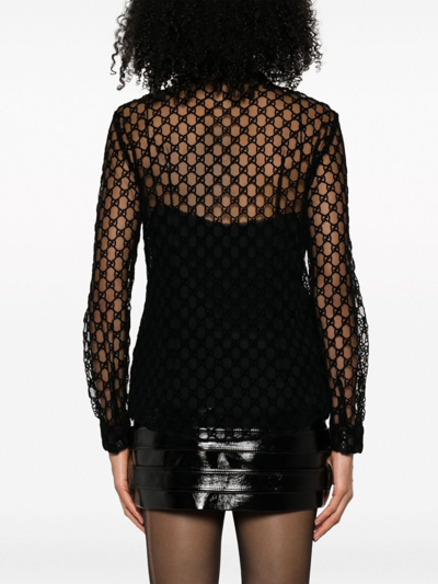 Shop Gucci Gg Tulle Shirt In Black