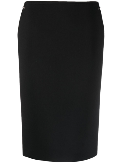Shop Gucci Horsebit Wool Midi Skirt In Black