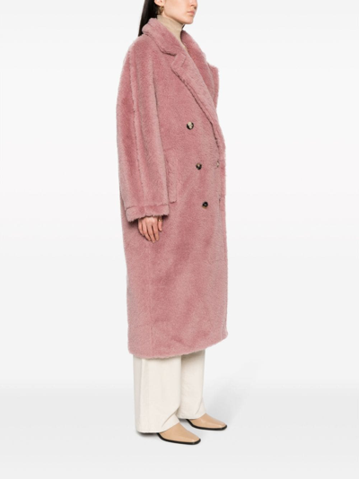 Shop Max Mara Teddy Oversized Coat In Pink