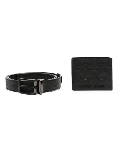 Emporio Armani Black Wallet+Belt Set - Ferraris Boutique
