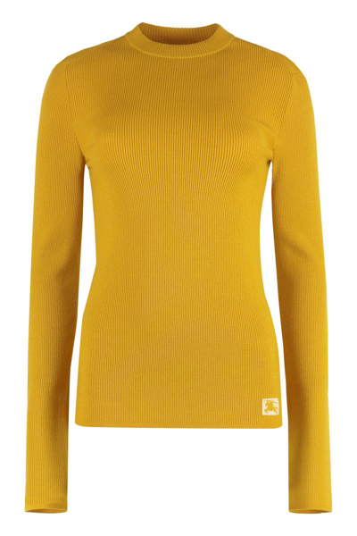 Shop Burberry Wool Blend Pullover In Mustard