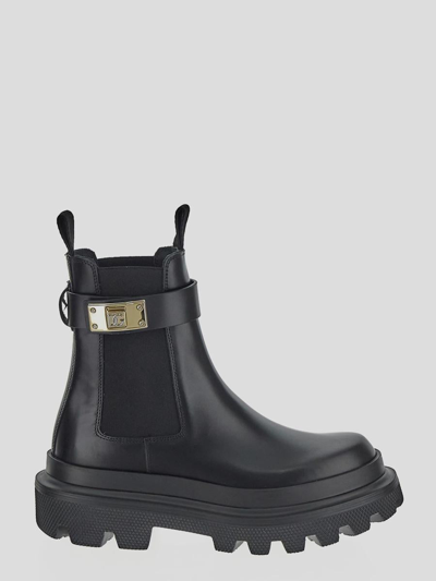 Shop Dolce & Gabbana Calfskin Ankle Boots In Black