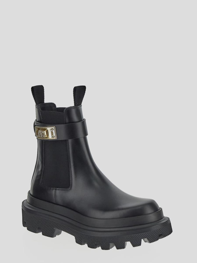 Shop Dolce & Gabbana Calfskin Ankle Boots In Black