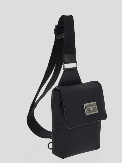 Shop Dolce & Gabbana Logo Plaque Crossbody Bag In Black