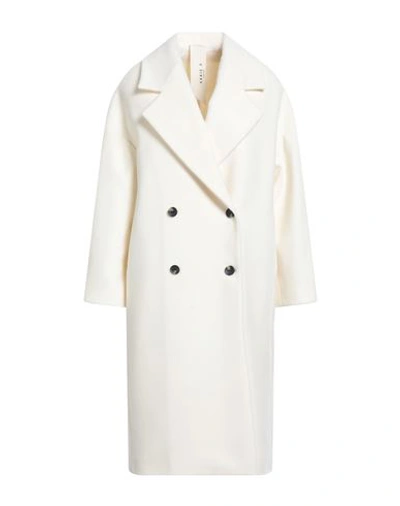 Shop Annie P . Woman Coat Ivory Size 8 Virgin Wool, Polyamide, Cashmere In White