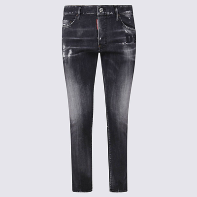 Shop Dsquared2 Faded Black Cotton Blend Jeans
