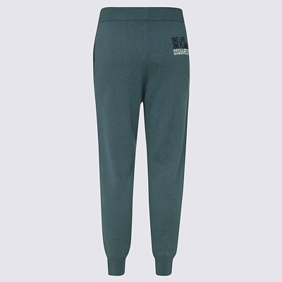 Shop Dsquared2 Green Wool Track Pants In Nero
